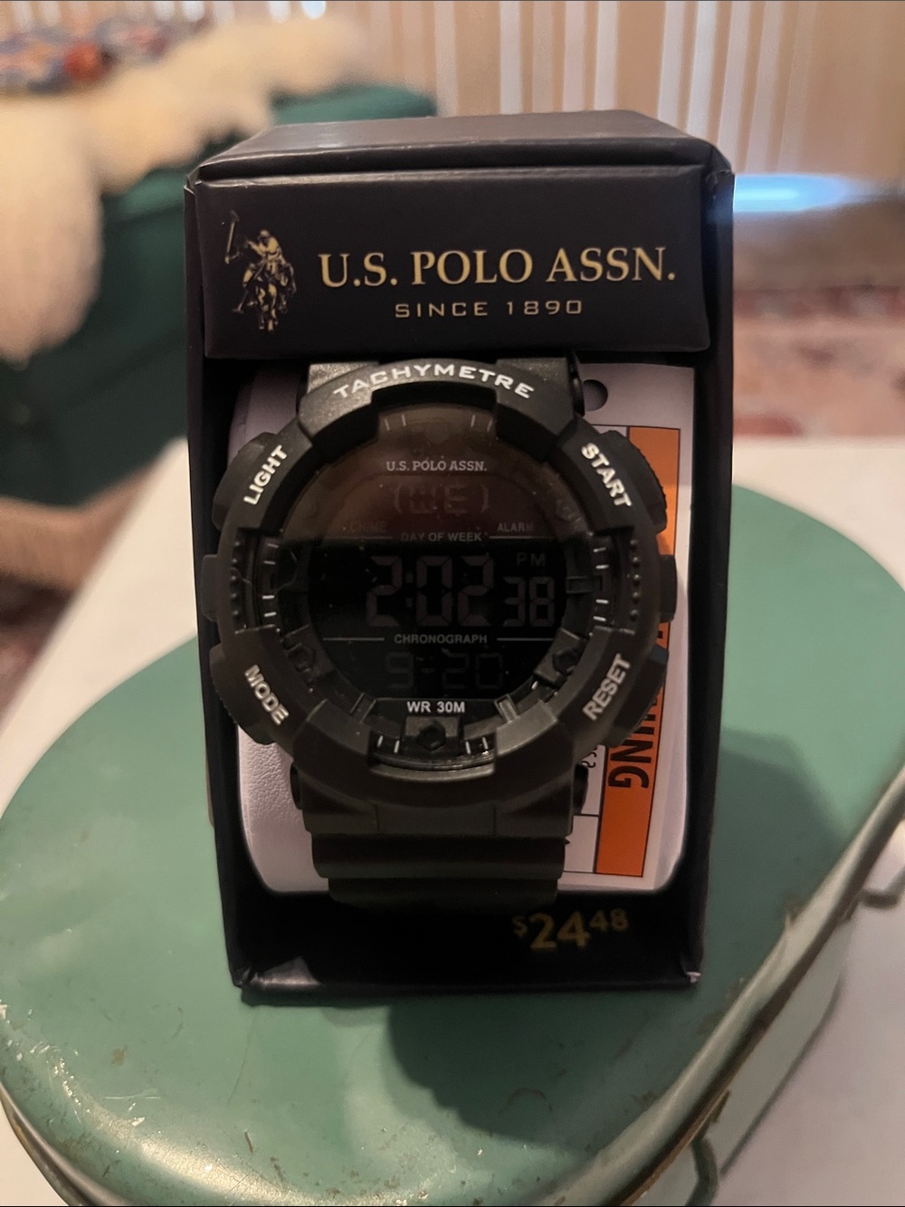 U.S. Polo Assn. Black Digital Tachymetre Sport Watch